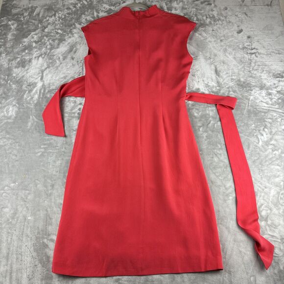 Valerie Stevens 100% Silk Dress Women's 8 Coral Pink Wrap‎ Top Side Tie (0971) - Picture 6 of 11